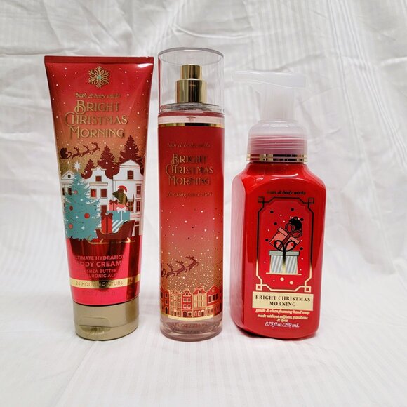 BATH & BODY WORKS BRIGHT CHRISTMAS MORNING SET OF 3 MistBodyCreamHandSoap NEW! - Picture 3 of 4